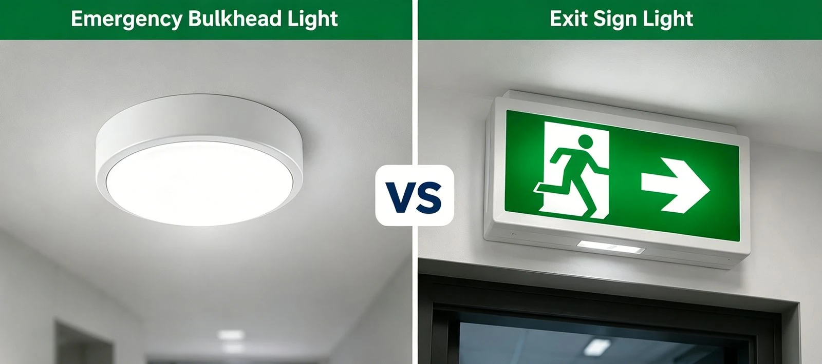Emergency Bulkhead Light vs Exit Sign Light